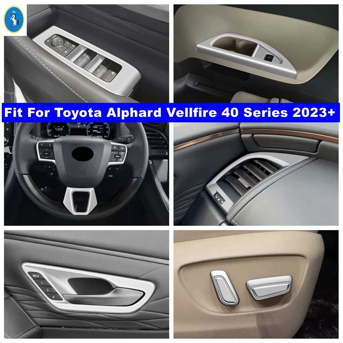 Side air outlet / Water Cup Holder / Glass Switch Cover Trim For Toyota Alphard Vellfire 40 Series 2023 2024 Matte Accessories