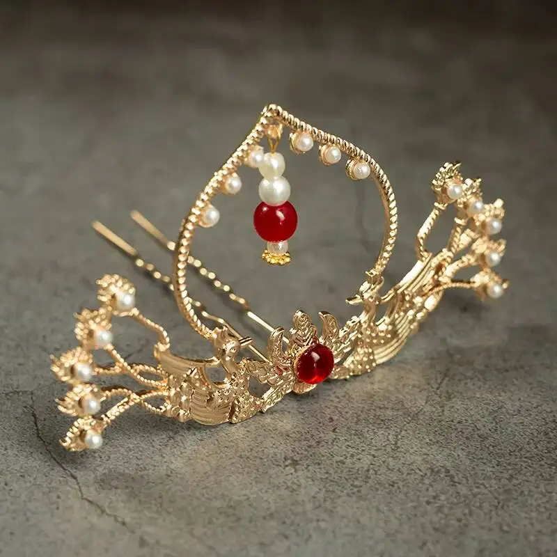 Hair Crown Ancient Style Hair Bun Wedding Ming Dynasty Hair Accessories Hanfu Headwear Ancient Costume Hairpin Insert Comb Bride