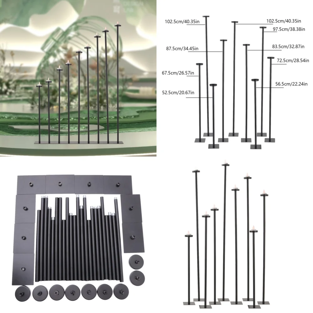 

Подсвечник, 9 шт., металлические черные высокие подсвечники, современные подсвечники для свадьбы, домашнего декора, вечерние центральный стол