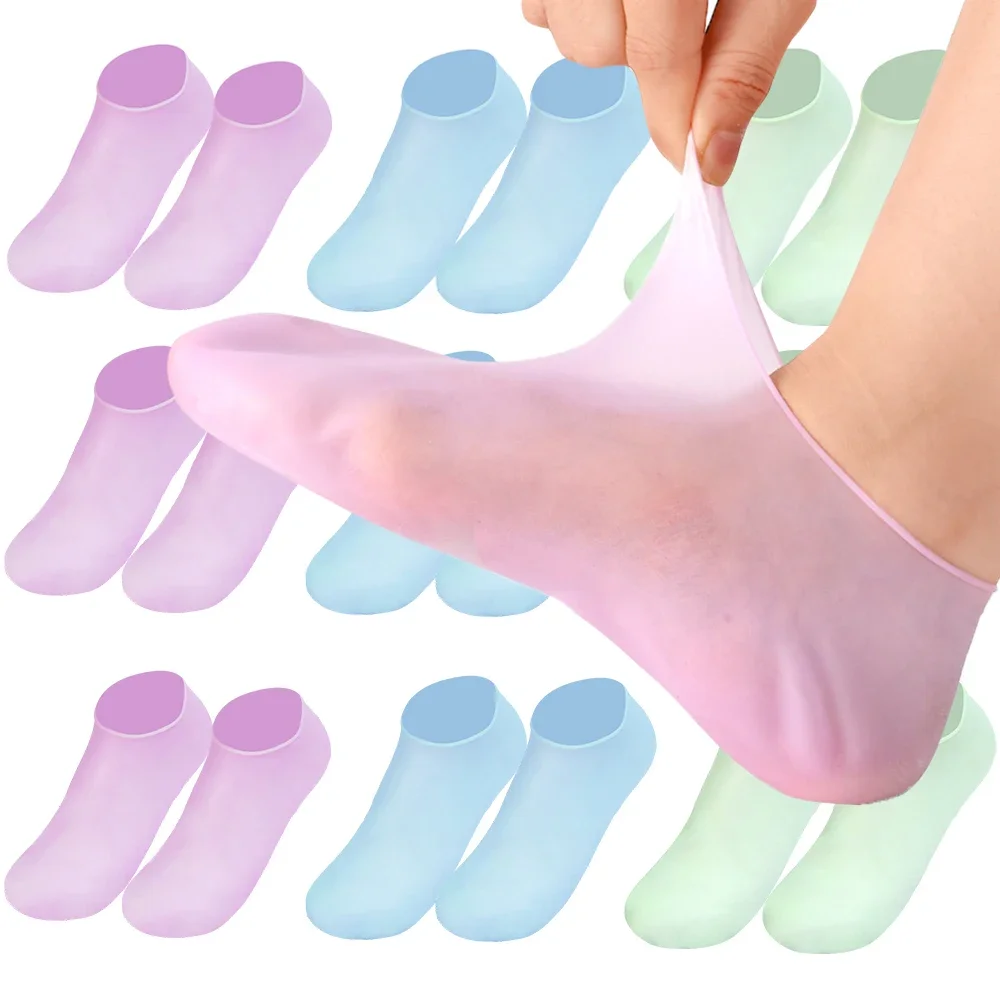 Chaussettes hydratantes en Silicone, soins des pieds, Anti-fissuration, Anti-séchage, élastiques, pour Spa, élimine les peaux mortes, outils de pédicure réutilisables