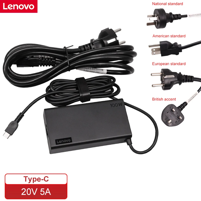 

Зарядное устройство для ноутбука Lenovo 100 Вт типа C, адаптер переменного тока 20 В, 5 А, совместимый с MacBook ASUS ZenBook Lenovo Dell Xiaomi HP Sony