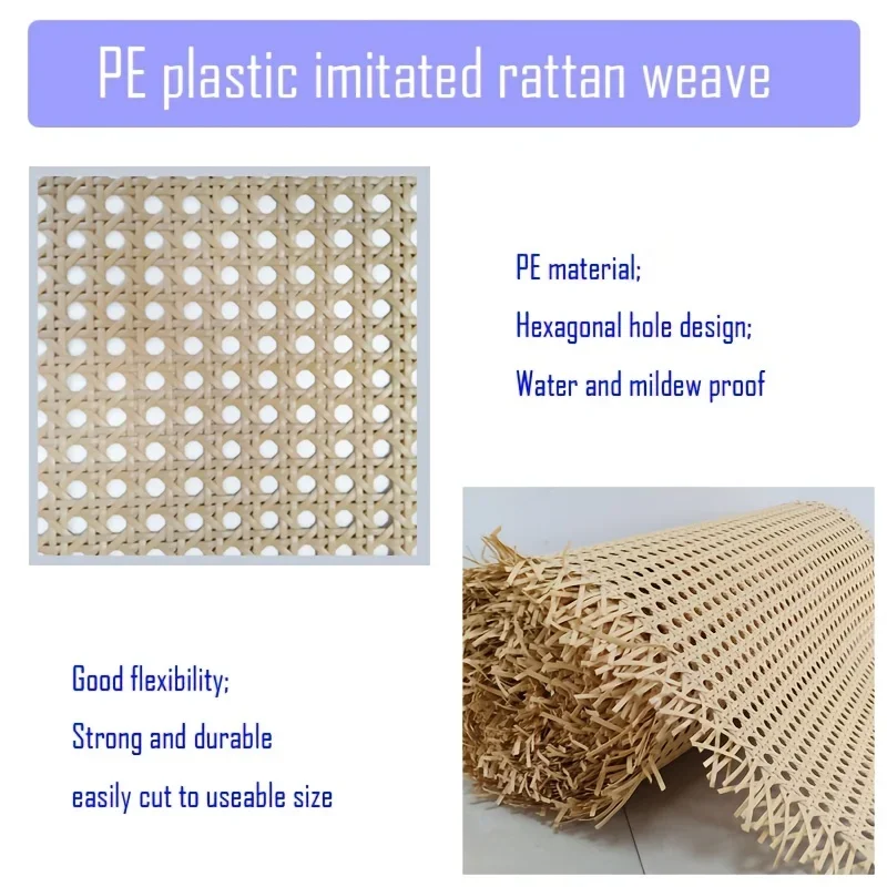 Materiale in finto rattan di plastica PE, forma a rete esagonale classica, adatto per mobili, schermi, decorazioni per pareti interne