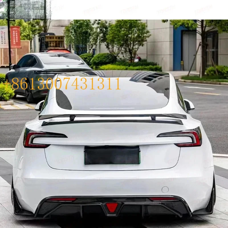 FactoryModel 3 Auto Accessory Single Spoiler Wing 2024+ Highland StormX Style Carbon Fiber Rear Spoiler