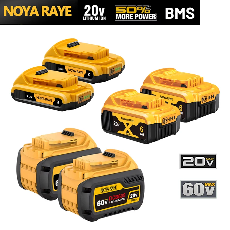 

2Pack 20V/60V 2/5/6/9Ah Lithium Batteries Compatible with DCB208 DCB206 DCB204 DCB180 for Dewalt Cordless Tools