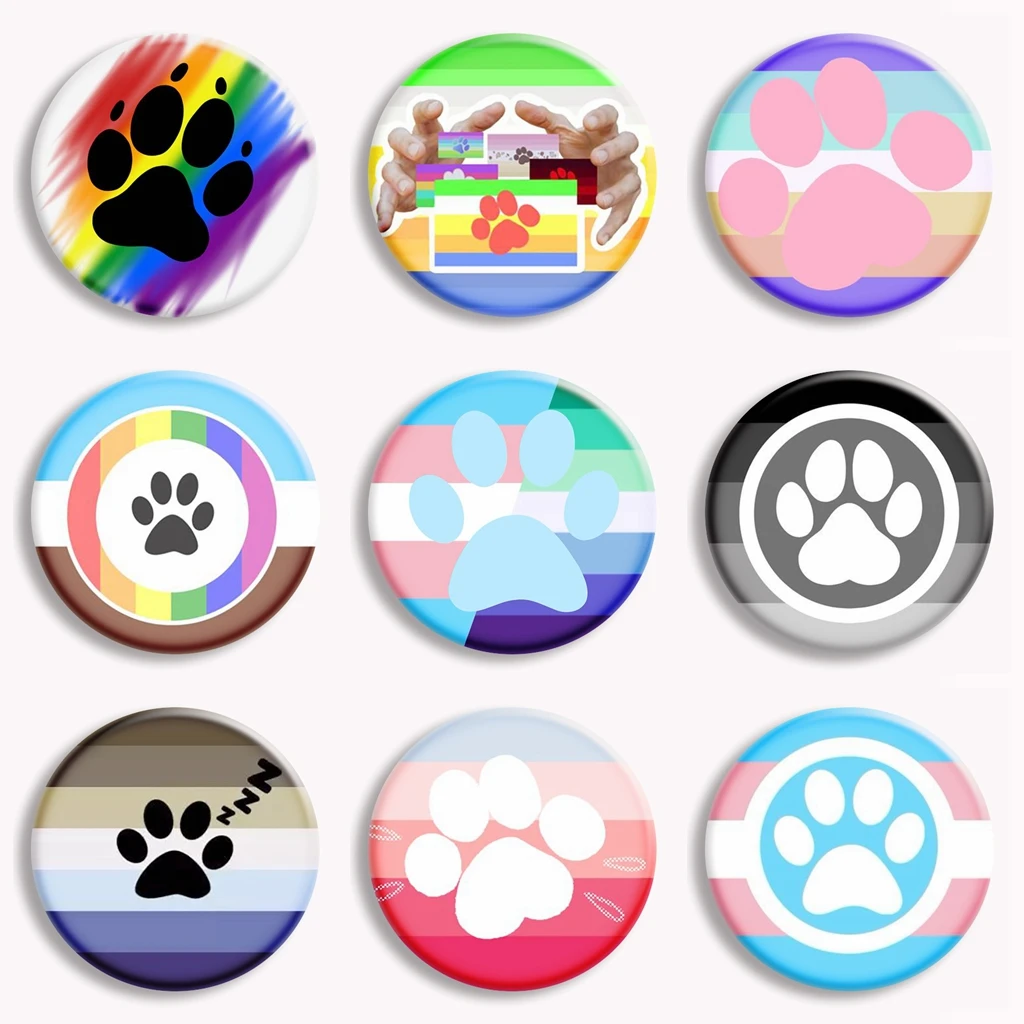 Broche de botón suave de orgullo transgénero de pata peluda, broche de patas de bandera Gay lesbiana de arcoíris, insignia, accesorios de decoración para bolso