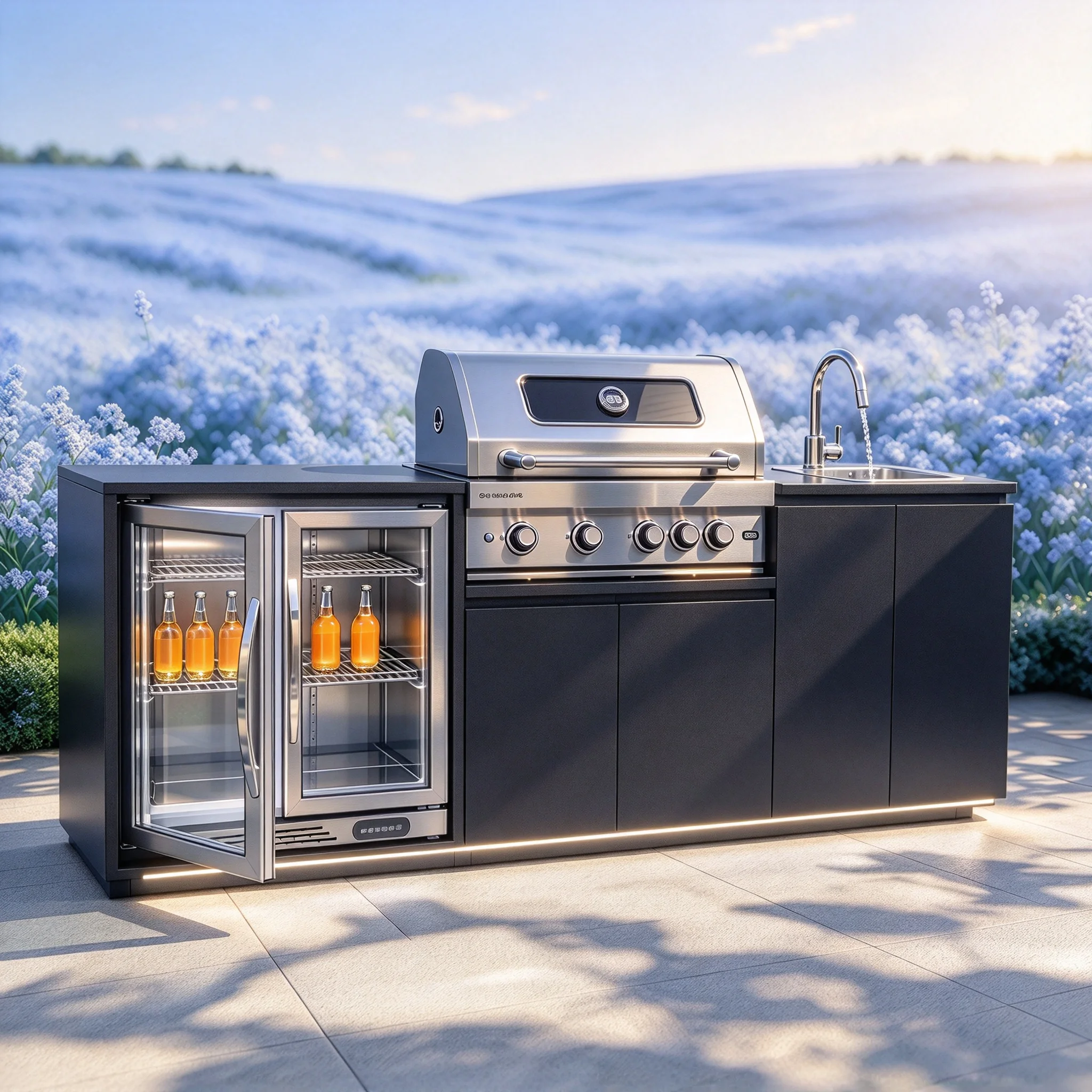 All-in-One Outdoor Kitchen on Wheels – Fridge, Premium Cookware and Bakeware, Pots Sets for Cooking & Essential Kitchen Items