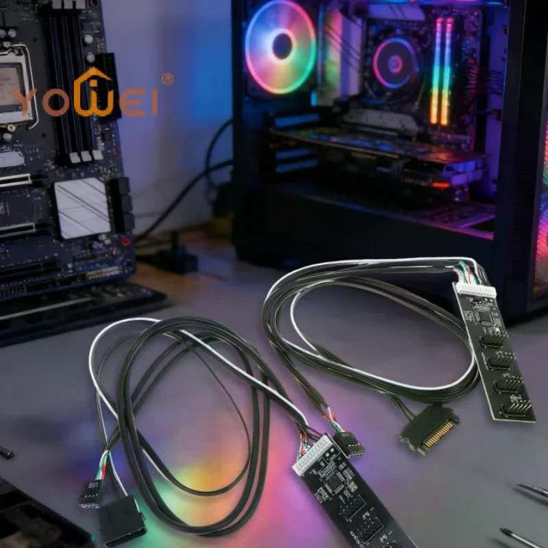 

USB-адаптер, USB-разветвитель 9-контактный на 4x 9-контактных разъемов, 8-портовый USB 2.0 HUB, карта-райзер с удлинительным кабелем 60 см для настольного компьютера