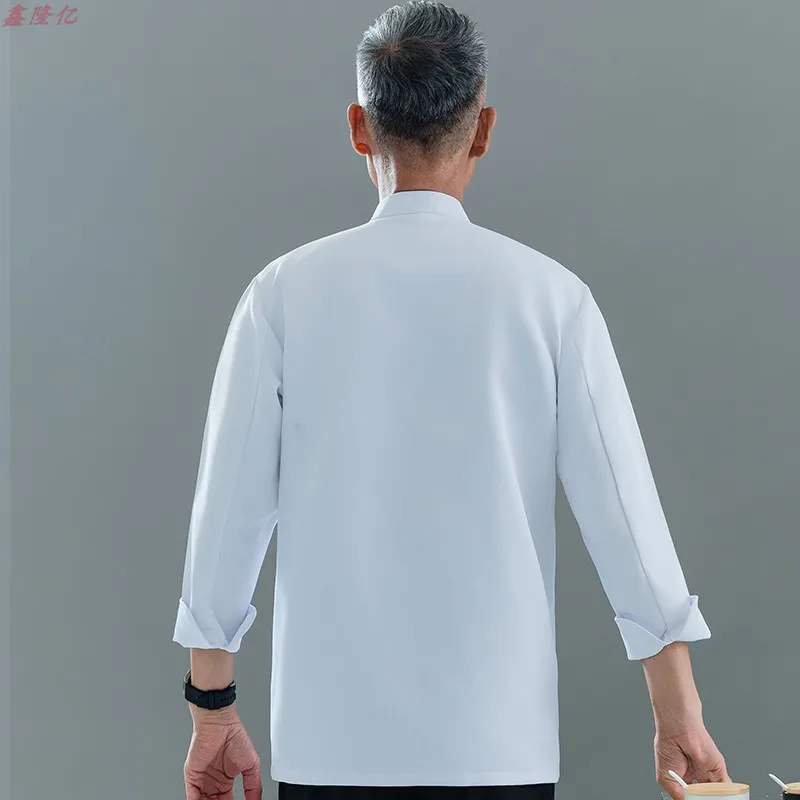 Catering Restaurant Keuken Werkuniform Westers restaurant met lange mouwen Cake Shop Ober Herfst Wit Chef-kokuniform