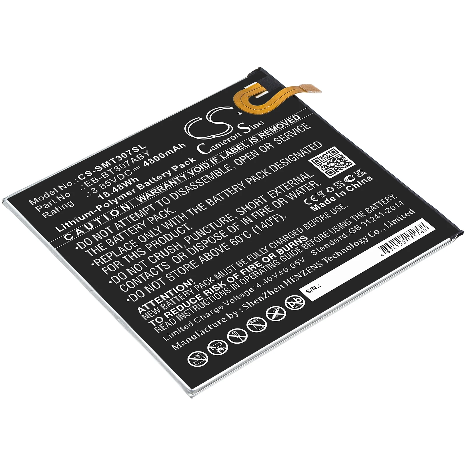 Li-Polymer Tablet Battery for Samsung,3.85v,4800mAh,Galaxy Tab A 8.4 2020, SM-T307U EB-BT307ABY