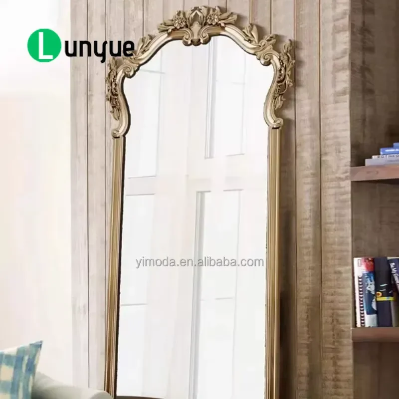 Antique Silver Gold Luxury Full Body Oversized Standing Floor Mirror for Living Room Bedroom Dressing Area Elegant Home Decor