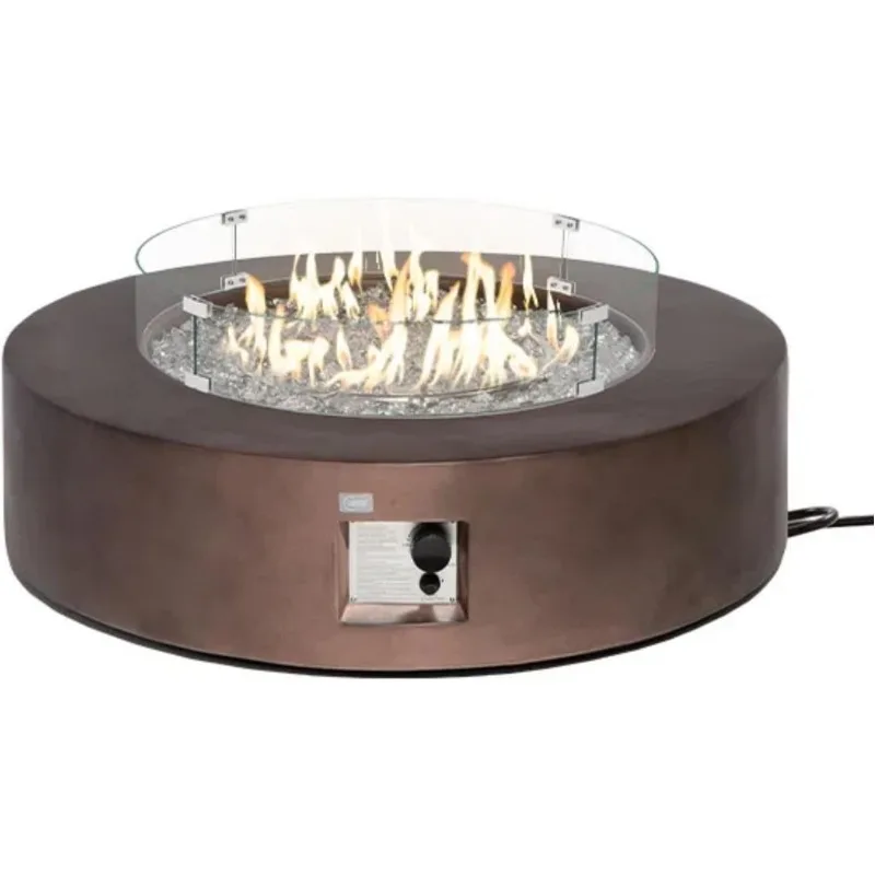 

Outdoor Propane Fire Pit Coffee Table w Bronze 42 inch Round Base Patio Heater, CSA Certified, 50,000 BTU Stainless Stee