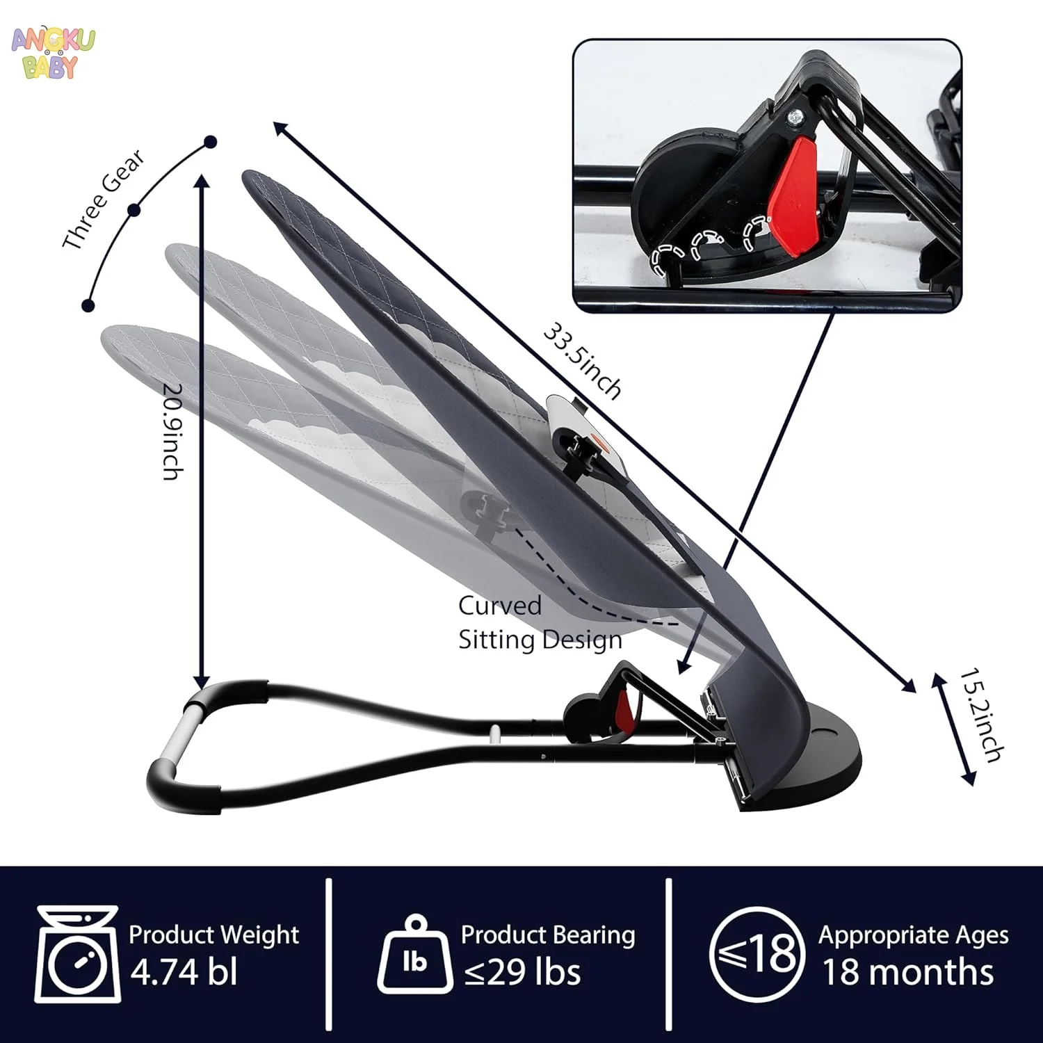 3-ارتفاع ضبط كرسي هزاز للأطفال أرجوحة أطفال قابلة للطي مع ألعاب سرير محمول لحديثي الولادة لمدة 0-12 شهرًا مقعد حارس الطفل