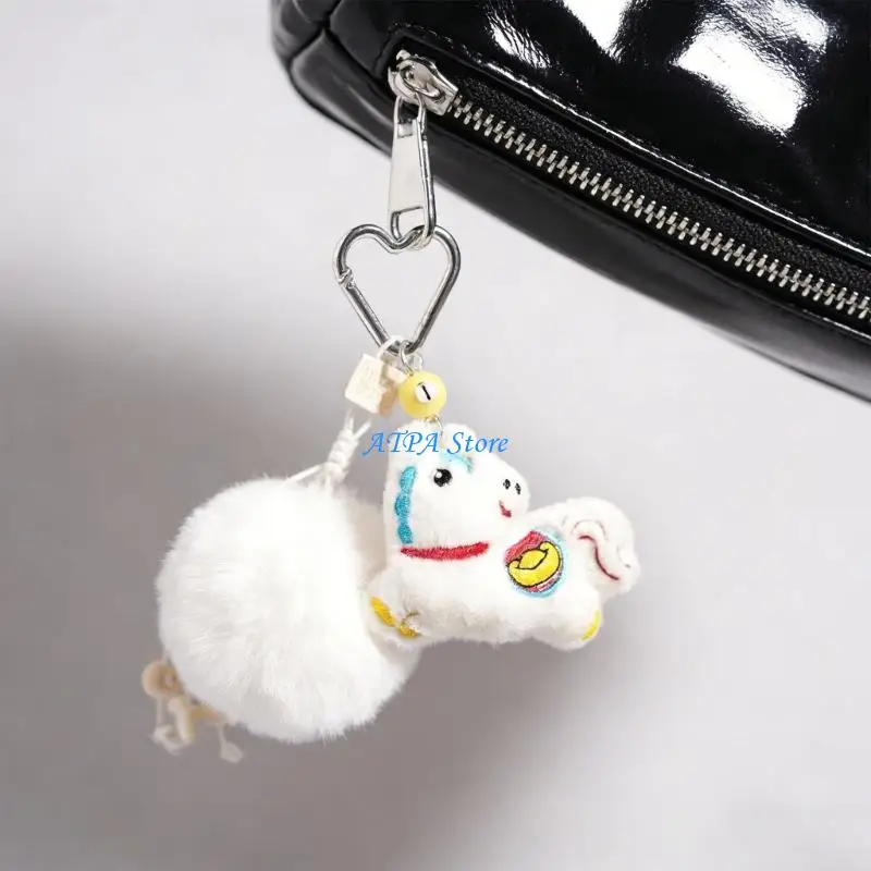 

U13C Car Interior Decors Plush Horse Keychain For Bag Charm And Gift In 6 Color New Year Festive Doll Keychain Fashionable