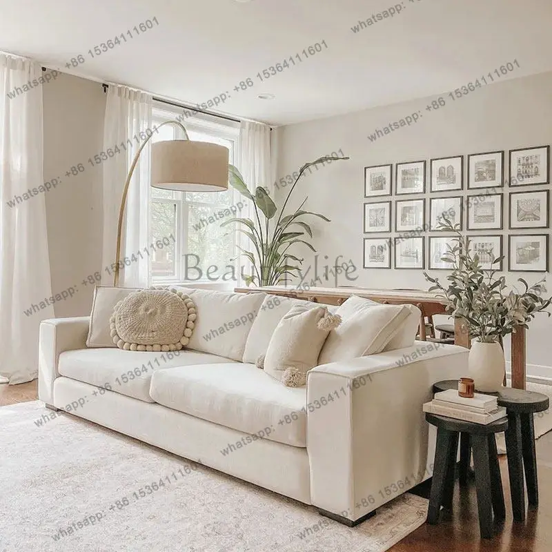 

Nordic fabric sofa minimalist designer solid wood leisure module sofa