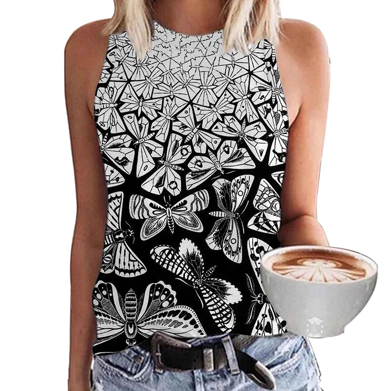 Hawaii Ocean Fish Cat 3D Print Tank Top Summer Women Streetwear Y2k Tops Oversized Vest Off Shoulder Sleeveless Sexy Camisole