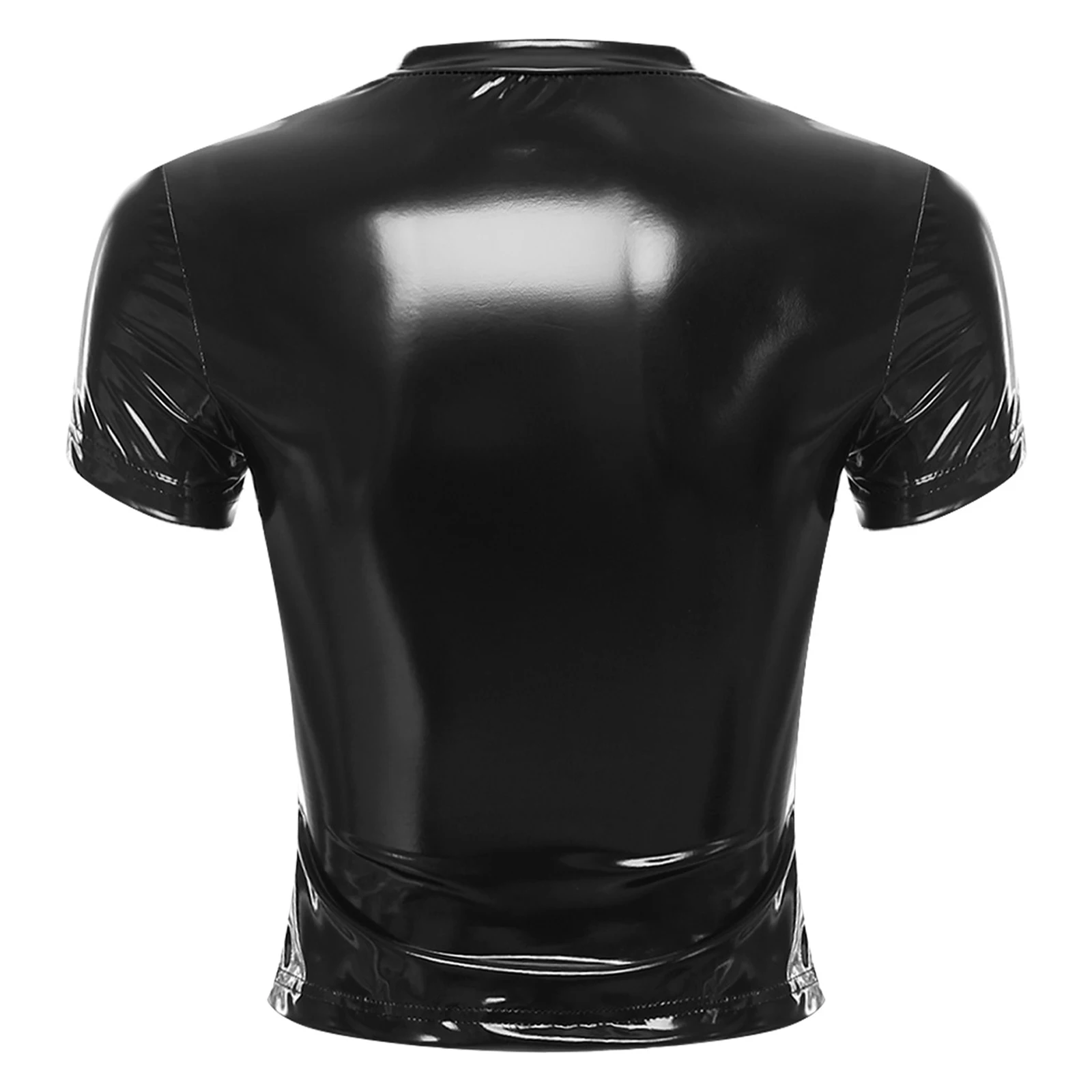 Womens Sleek Glossy Crop Top Letter Print And Crew Neck Tops for Birthday Party Hip Hop Jazz Stage Performance Dancewear