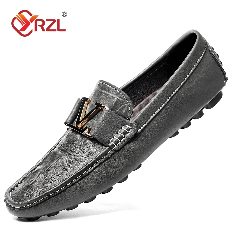 

YRZL Mens Leather Loafers Shoes Big Size Handmade Loafers High Quality Loafers Shoes Luxury Outdoor Slip on Shoes for Men