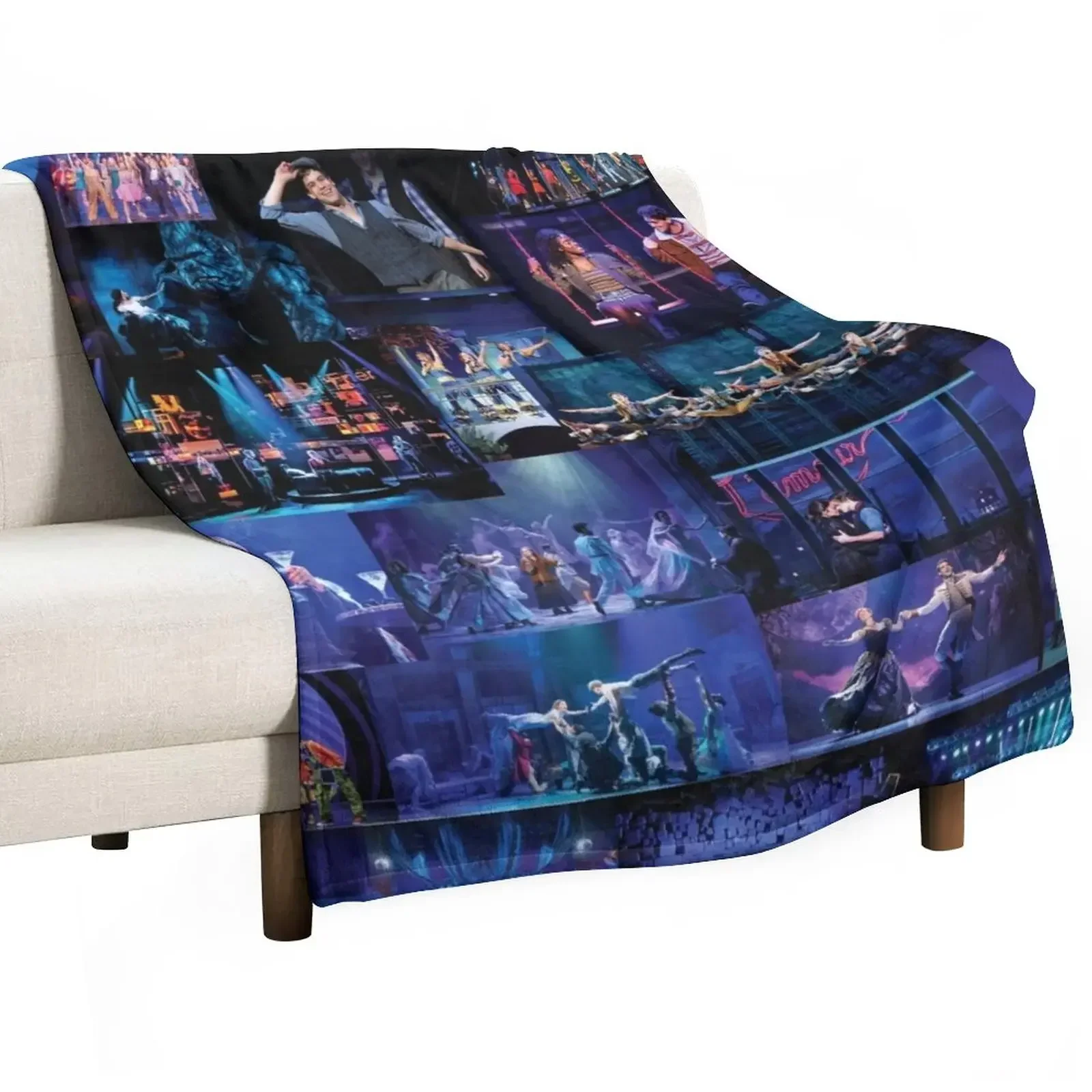 

Blue Broadway Show Collage Throw Blanket Bed linens Bed Furrys Blankets