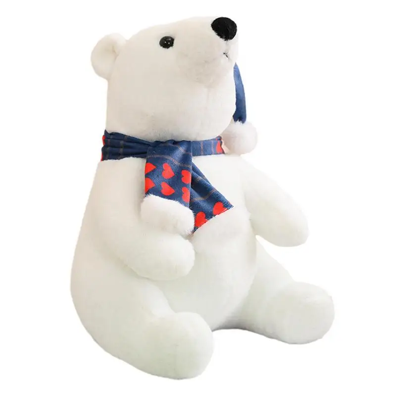 Stuffed Polar Bear White Stuffed Bear Doll With Scarf Girls Women Stuffed Animals For Study Room Dormitory Kindergarten Bedroom