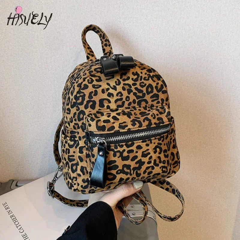 

Fashion Leopard Women Rucksack Mini Backpack High Capacity Travel Backpack Casual Cosmetic Bag Ladies Handbag Travel Knapsack