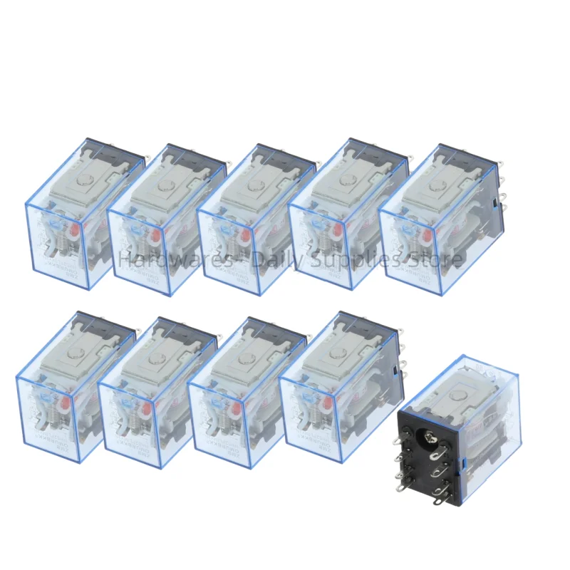 10Pcs MY2P HH52P MY2NJ Relay Coil General DPDT Micro Mini Electromagnetic Relay Switch with LED AC 110V 220V DC 12V 24V