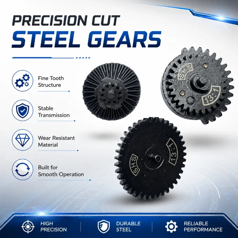 Smooth Engraved Steel Reduction Gears 3 Speed Ratio Choices Heat Resistant Hobby Handcraft Machinery Building Parts