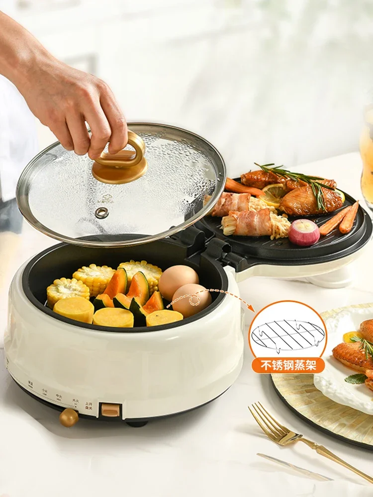 Liren Electric Baking Pan Multi functional Cooking Pot for Home Use, Double sided Heating, Increased Depth，Electric Frying Pan