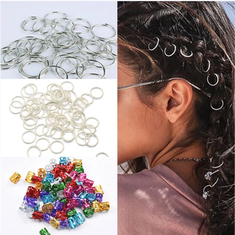 50-200Pcs/lot Colorful Hair Braid Dreadlock Beads Clips Hair Accessories for Braid Braiding Crochet Styling Tool Braider 8-18mm