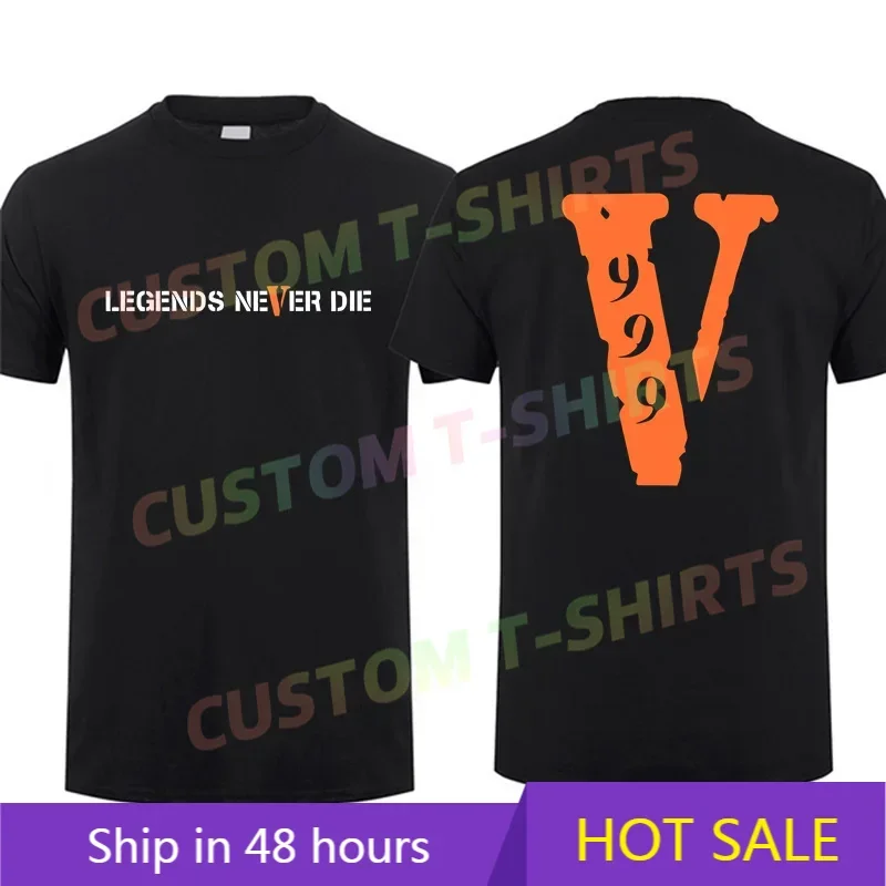 

2025 Men T Shirt Casual Vlone 999 X Legends Never Die T-shirt Graphic Summer Short Sleeves 100% Cotton S-3XL Cool Tee