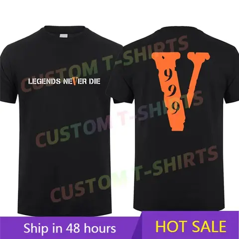 2025 Men T Shirt Casual Vlone 999 X Legends Never Die T-shirt Graphic Summer Short Sleeves 100% Cotton S-3XL Cool Tee