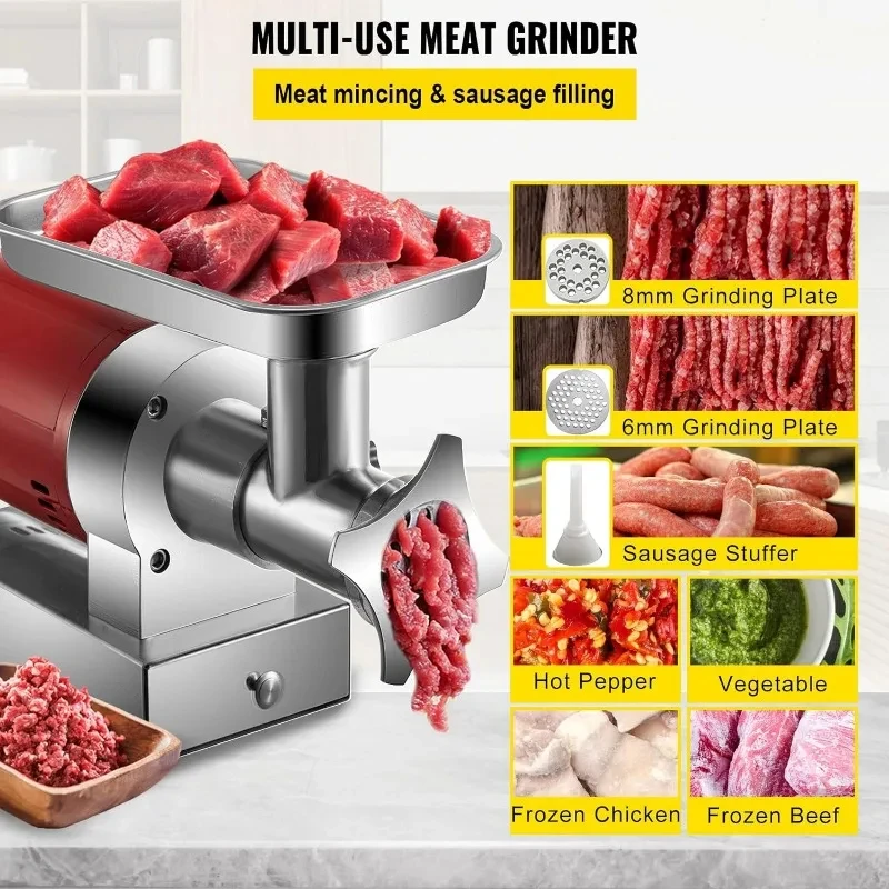 Electric Meat Grinder, 661 Lbs/Hour1100 W Meat Grinder Machine, 1.5 HP Electric Meat Mincer with 2 Grinding Plates YX143TB