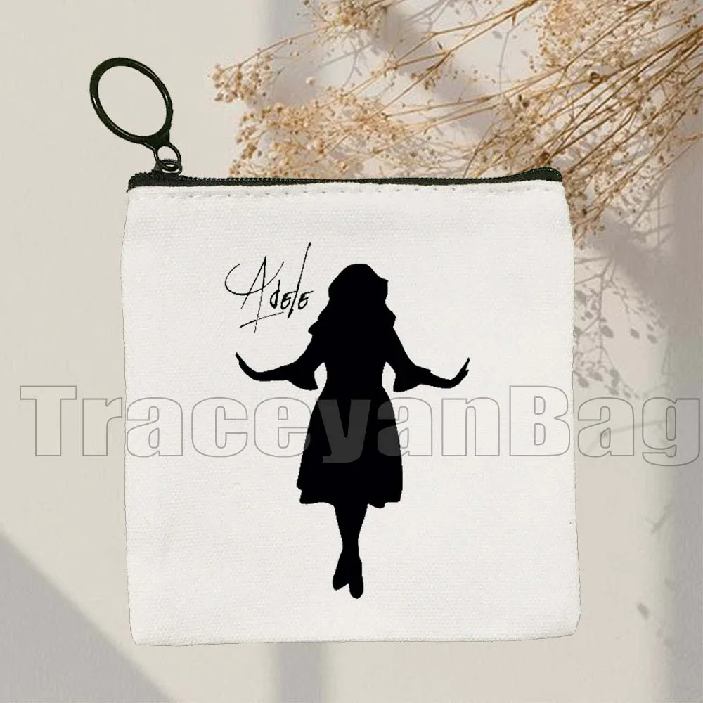 مرحبا انها لي الحب أديل الموسيقى المغني المشارك مروحة الهدايا قماش محفظة نسائية للعملات المعدنية حقيبة قماش قنب مربع مفتاح تخزين حافظة للبطاقات حقيبة المحفظة الحقيبة