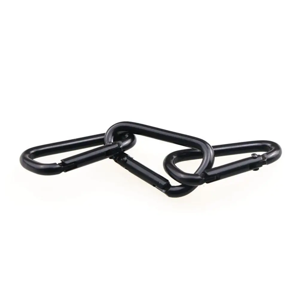 Practical Outdoor Aluminum Alloy Backpack D-Shaped Black Hook Carabiner Keychain Hanging Buckle