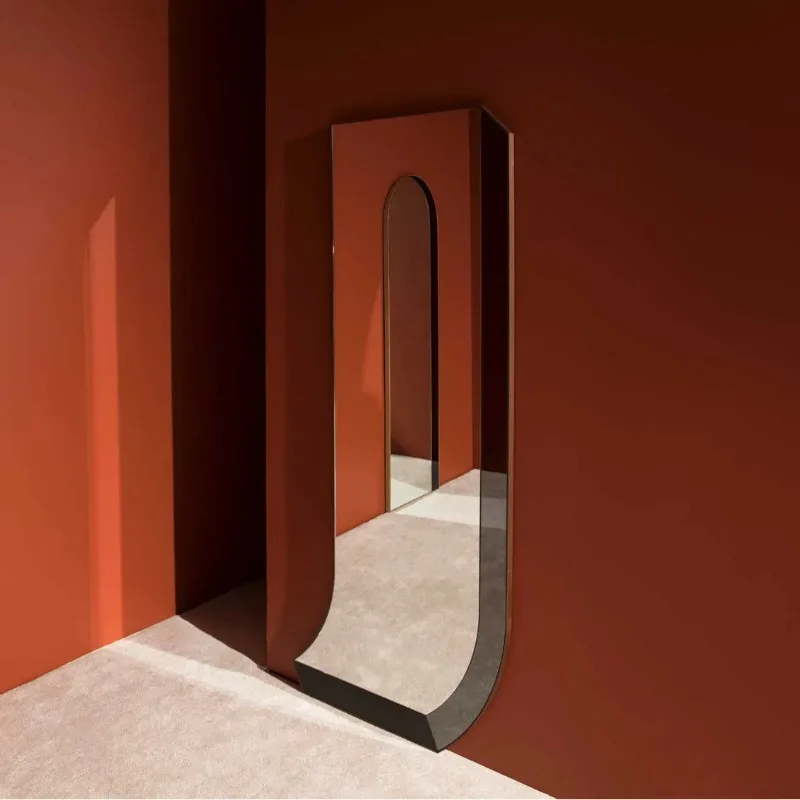 Modern art style special-shaped curved floor mirror wall-mounted full-body mirror home living room bedroom decorative mirror fit
