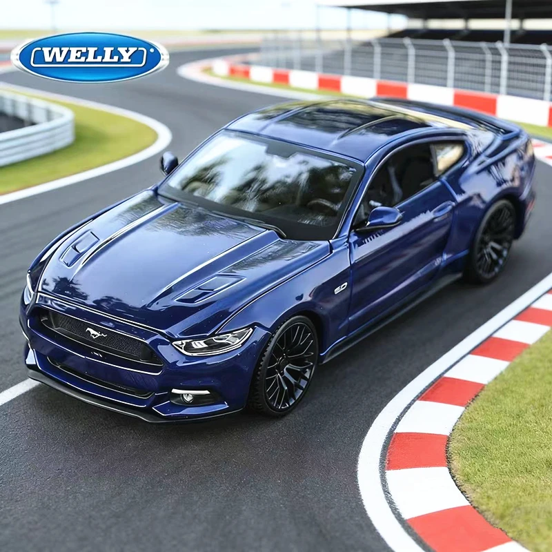 

Модель спортивного автомобиля Welly 1:24 Ford Mustang GT Shelby 2015, литая под давлением, из металла, имитация гоночного автомобиля, игрушка для детей, подарок