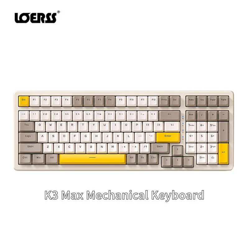 LOERSS-Teclado mecánico K3 para juegos con cable, 98 teclas intercambiables en caliente, montaje de junta RGB, Panel de Metal Retro antighosting para PC/Mac