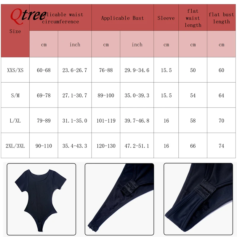 Qtree Plus Size Seamless Tummy Tucker Bodysuit Slimming Booty Lifting Shapewear for Women Short-Sleeved Waist Trainer Panties