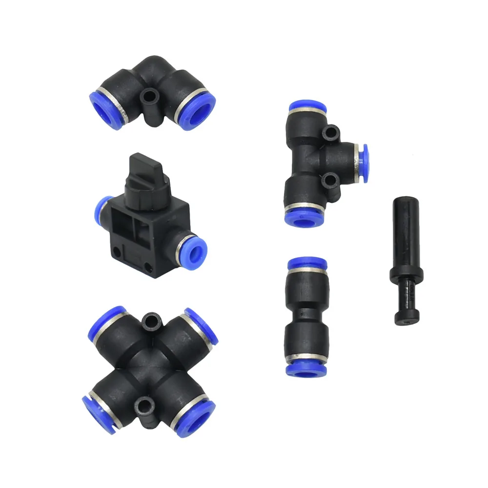 6mm 8mm Buckle Slip Lock Quick Connectors Tee Elbow Straight Plug Pneumatic Fittings Low Pressure Misting Nozzles Adapter