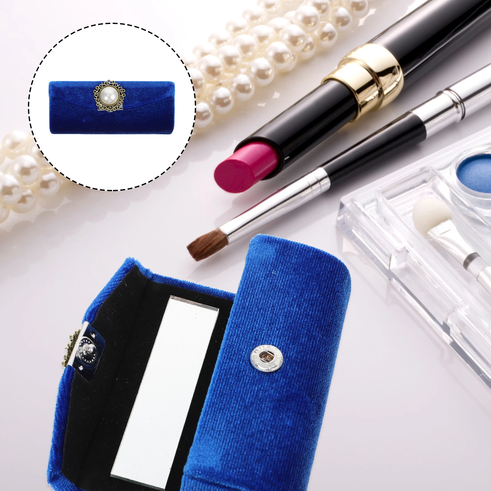

Lipstick Box Holder Case Wallet Fabric Container for Woman Premium Material Compact Lightweight Design Lipstick Case