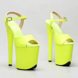 Leecabe 20 cm/8 pulgadas mate PU color amarillo Sandalias de tacón alto zapatos modelo sexy zapatos de baile en barra