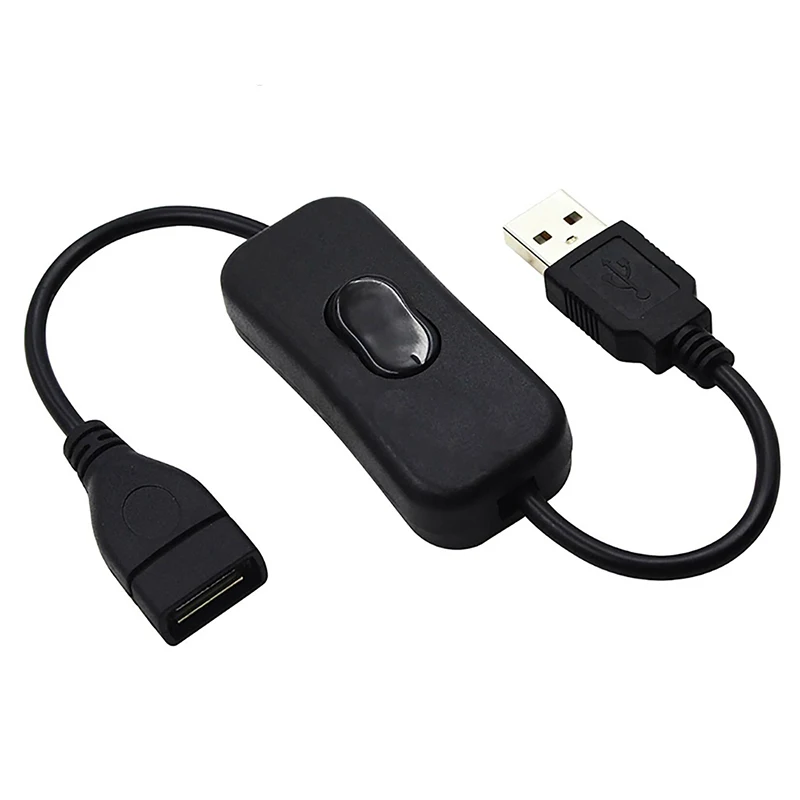 High quality 28cm Black USB Cable Male to Female with Switch ON/OFF Cable Extension Toggle for USB Lamp USB Fan USB Power Line