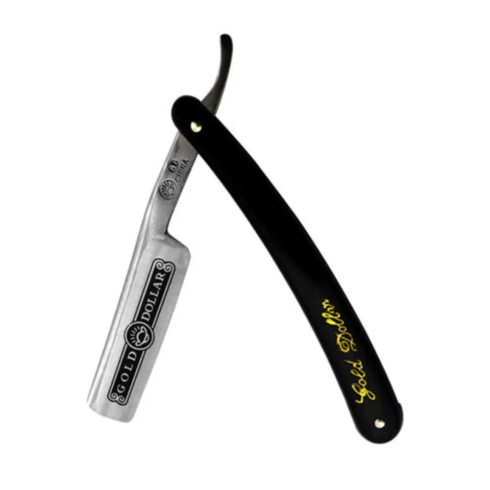 Classic Stainless Steel Manual Straight Edge  Shaving Razor Barber Blades Gold Dollar 66
