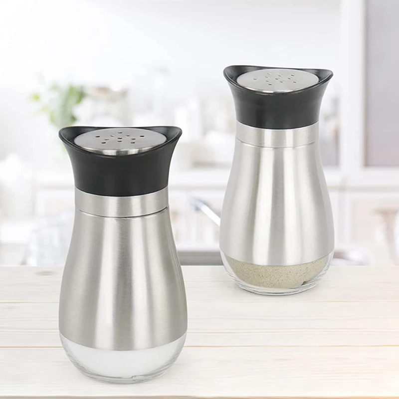 Salt And Pepper Shakers With Pour Holes Refillable Seasoning Spice Shakers Perfect For Sea Salt Pepper Sugar 2 Pack