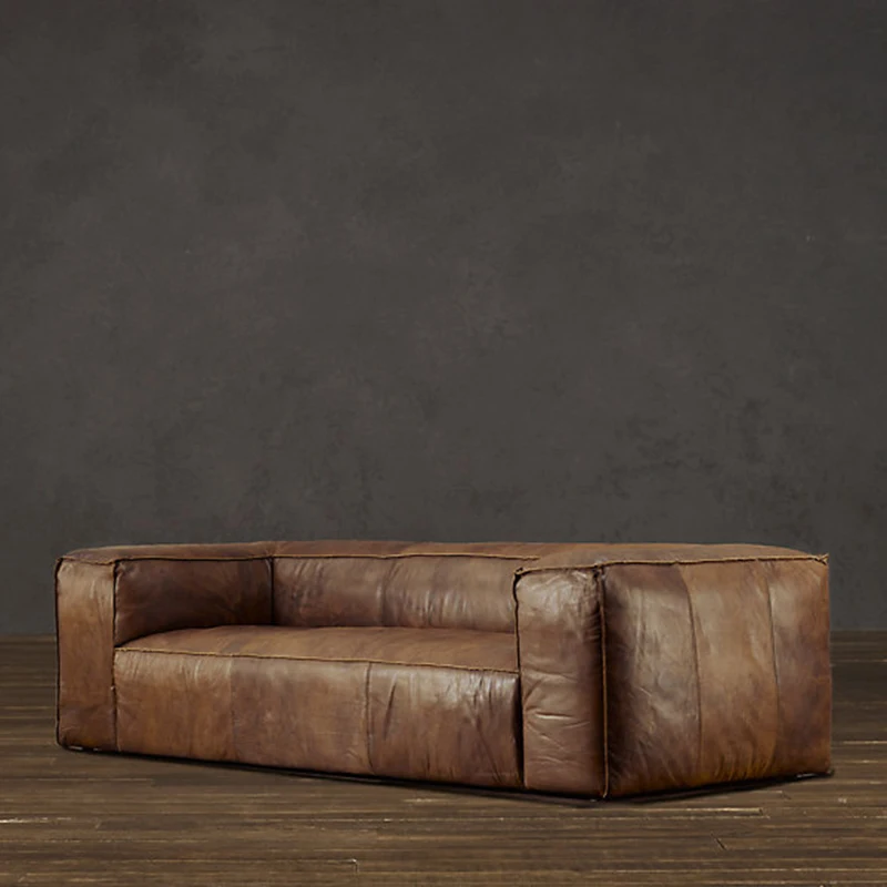 Skórzana sofa w stylu vintage luksusowy fotel rozkładany minimalistyczna kanapa podłogowa dla dorosłych projektant europejska darmowa wysyłka Canape