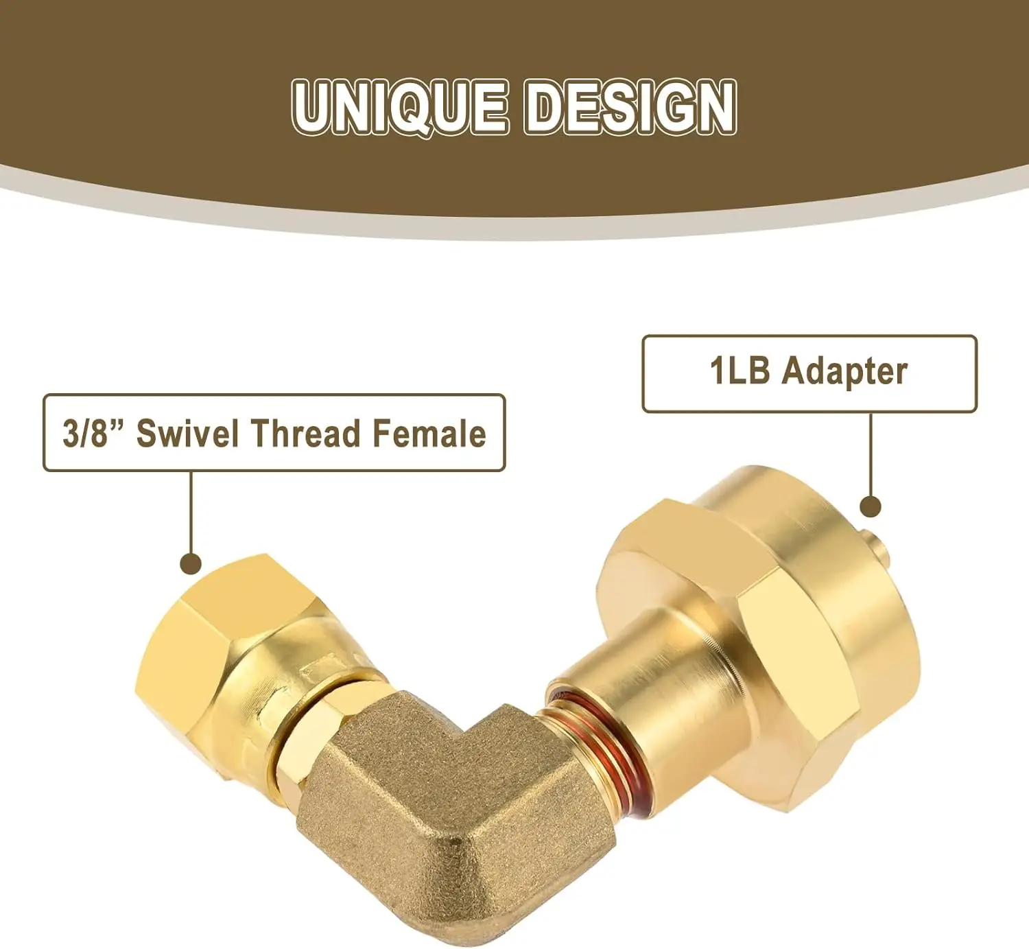 1LB Propane Burner Elbow Adapter 3/8 Inch Brass Swivel SAE Flare Female Converter 90 Degree Elbow Adapter for Gas Grill