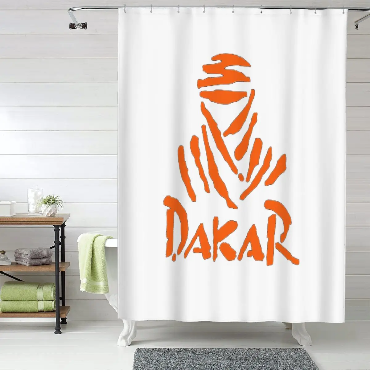 

Dakar Rally Motorcycle Shower Curtain Bathroom Polyester Waterproof Bath Curtains with Hooks