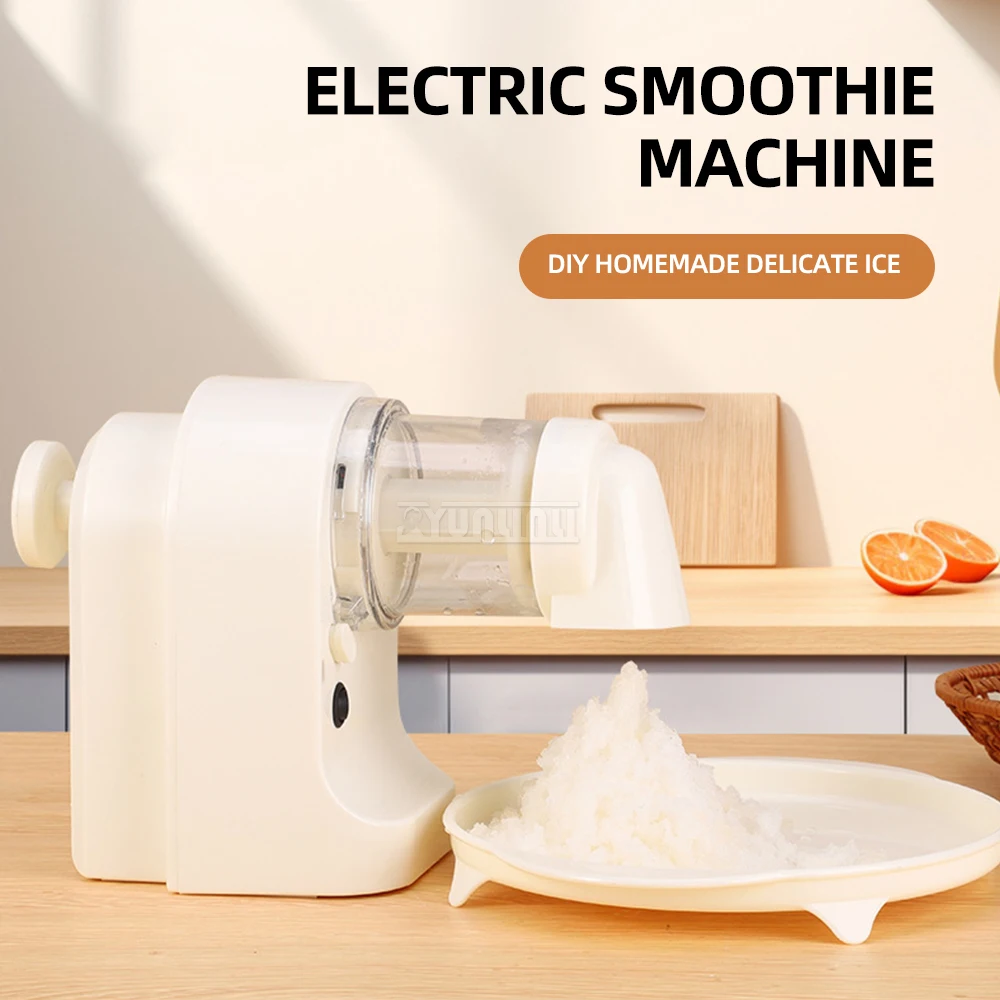 

Household Portable Smoothie Ice Crusher with Ice Cube Tray Electric Shaved Ice Machine