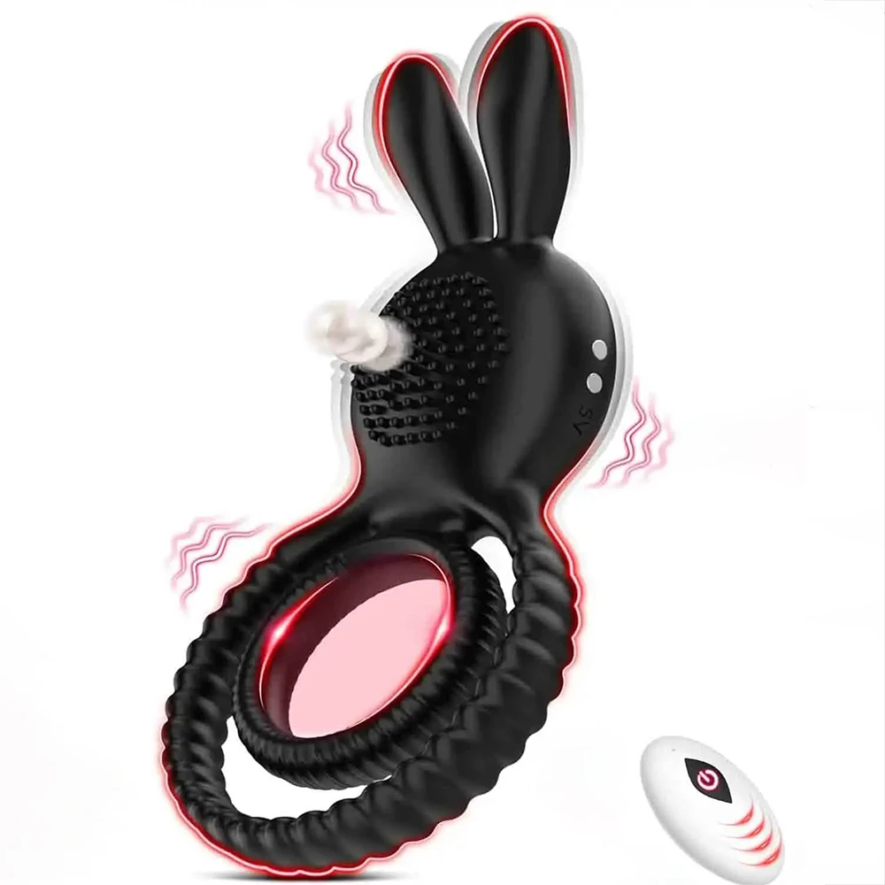 

Vibrating Cock Ring Remote Control Erection Ejaculation Delay Penis Rings Rabbit Ears Testicle Scrotum Massager Sex Toys For Men