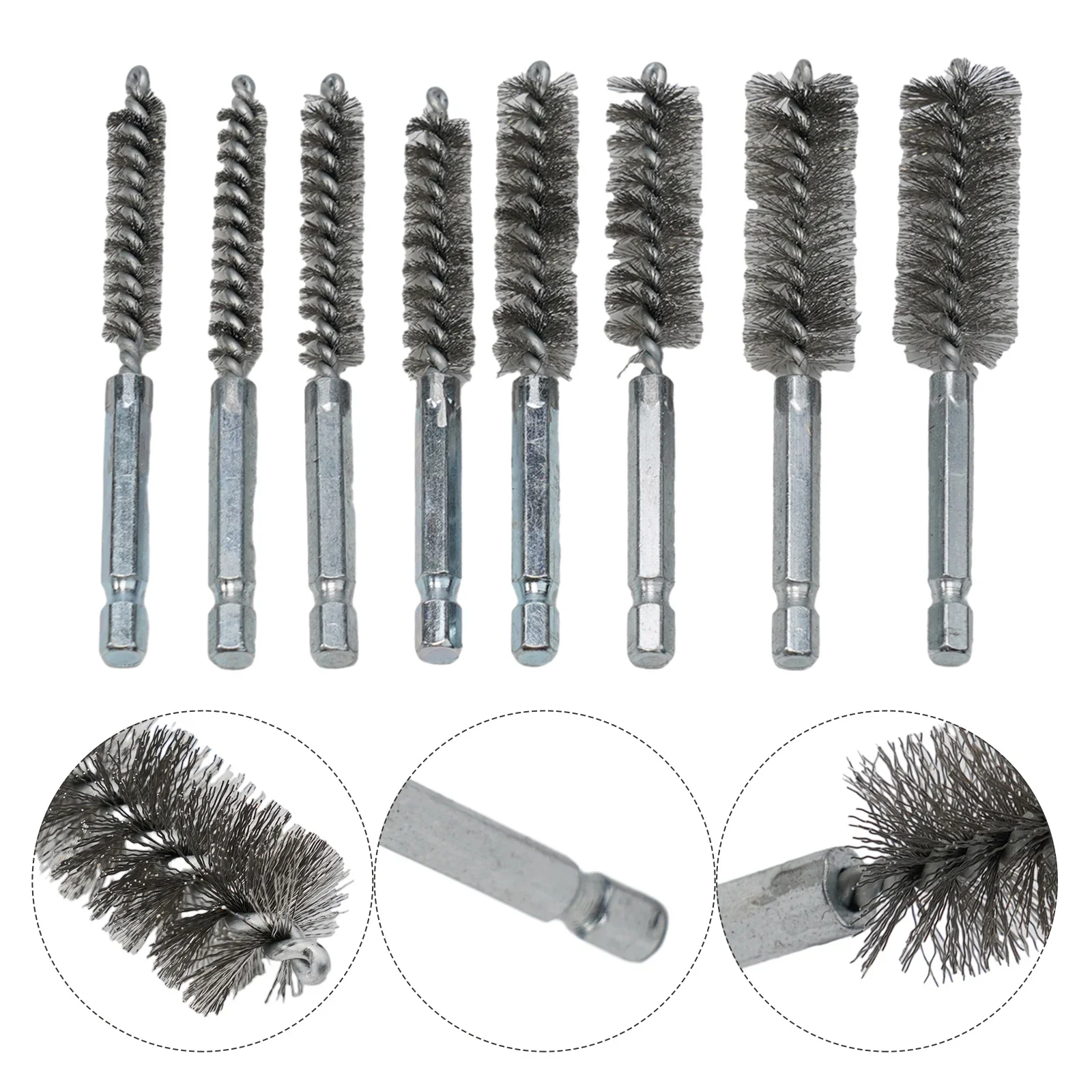 Reliable and Efficient Performance 8pcs Wire Tube Cleaning Drill Brushes Set for Rust Cleaner Washing Polishing