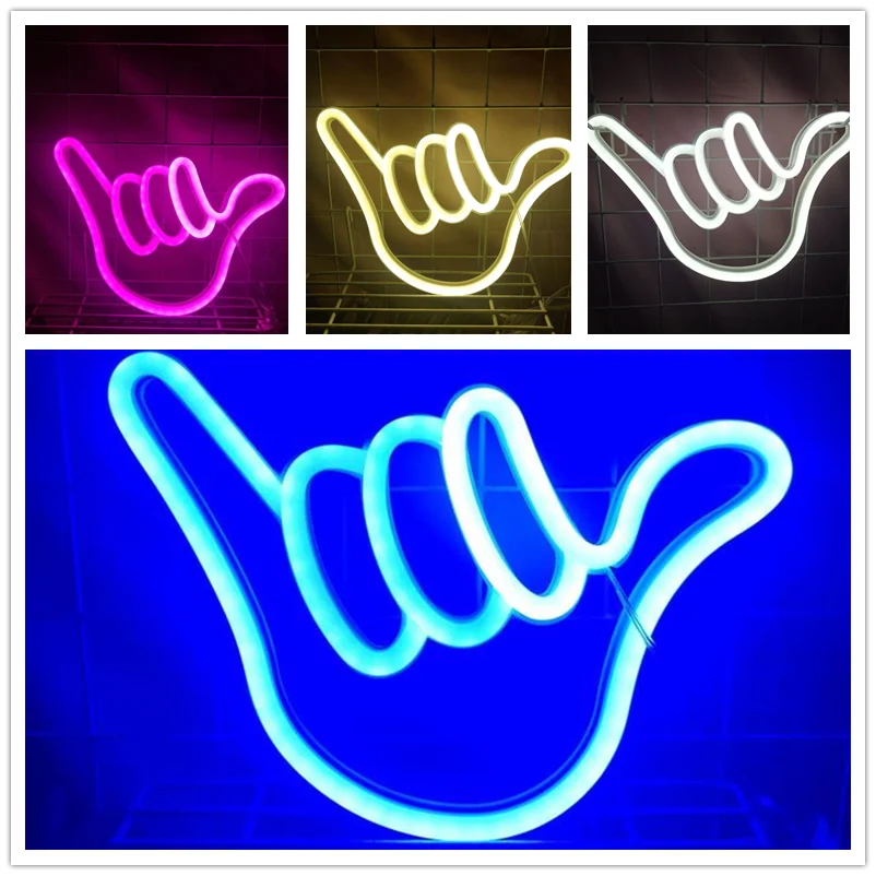 LED Neon I Love You Peace Gest Finger Neon Signs Night Light 3D Wall Art & Game Room Bedroom Living Room Decor Lamp Signs